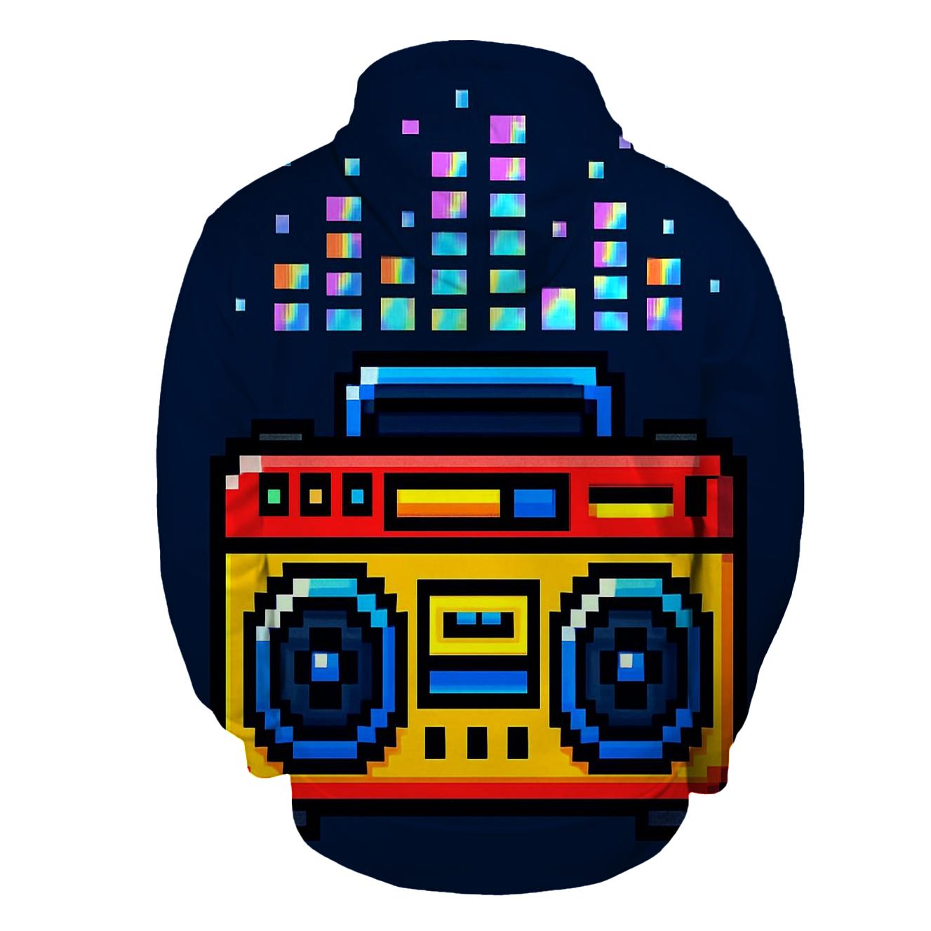 Pixel Arcade Boombox printed hoodies