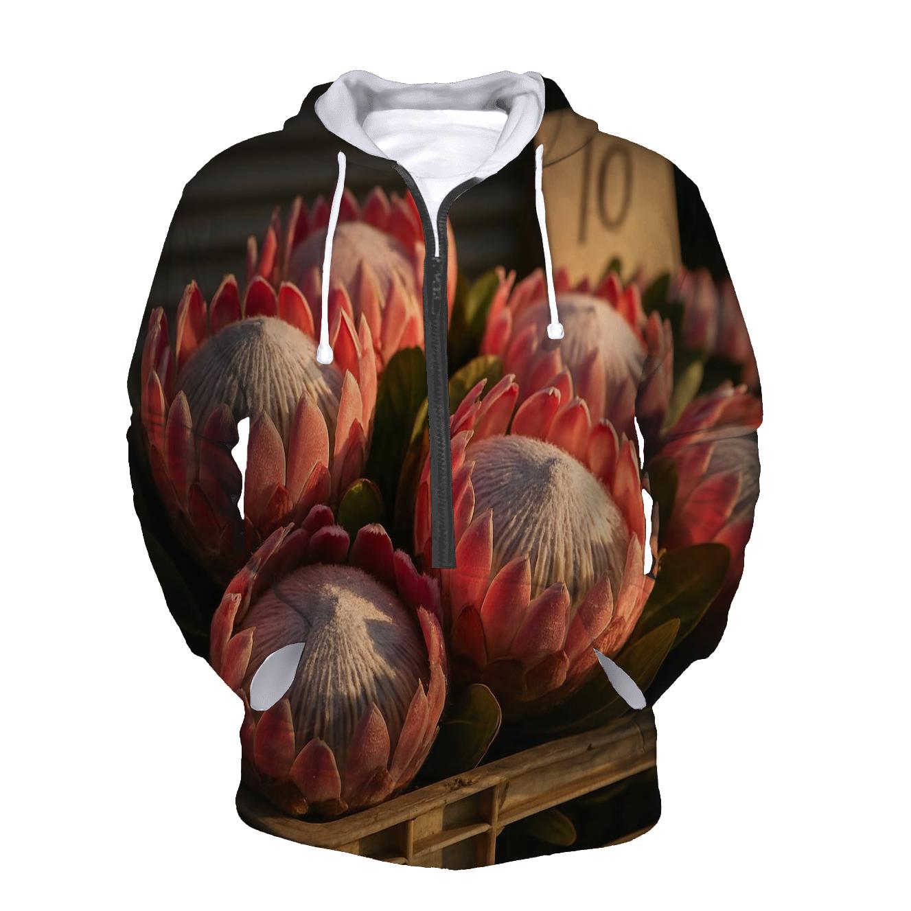 Protea Heads On A Market Crate heavyweight hoodies