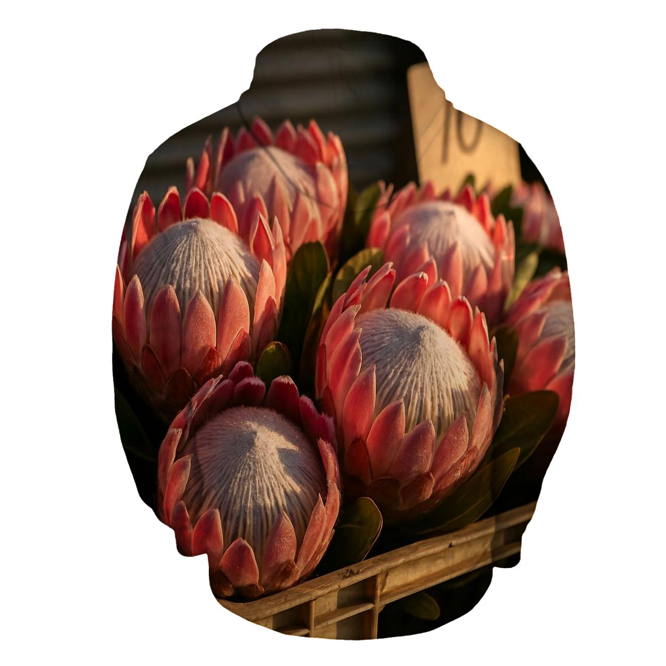 Protea Heads On A Market Crate heavyweight hoodies