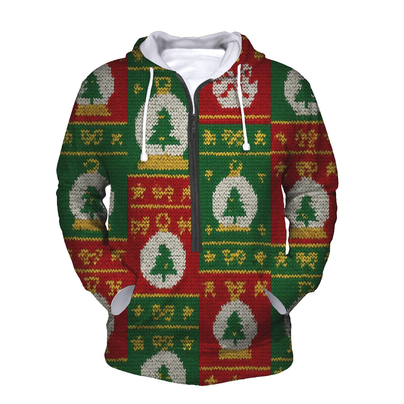 Ornament Snow Globe Patchwork Design pullover hoodies