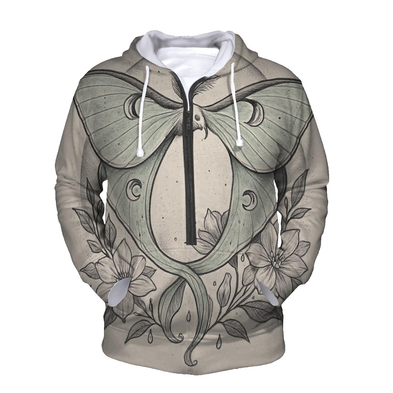 Lunar Garden Ouroboros Moth zip-up hoodies