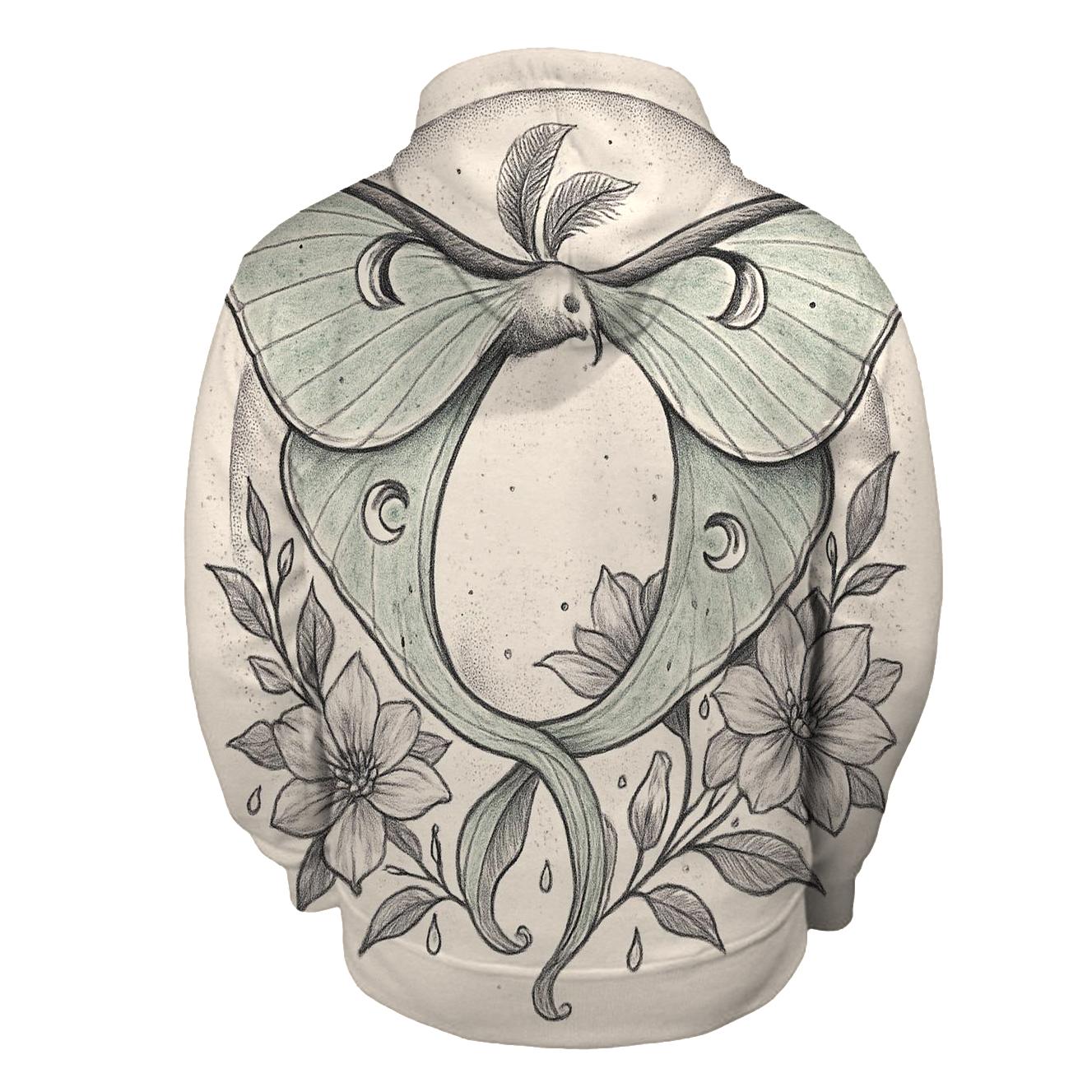 Lunar Garden Ouroboros Moth zip-up hoodies