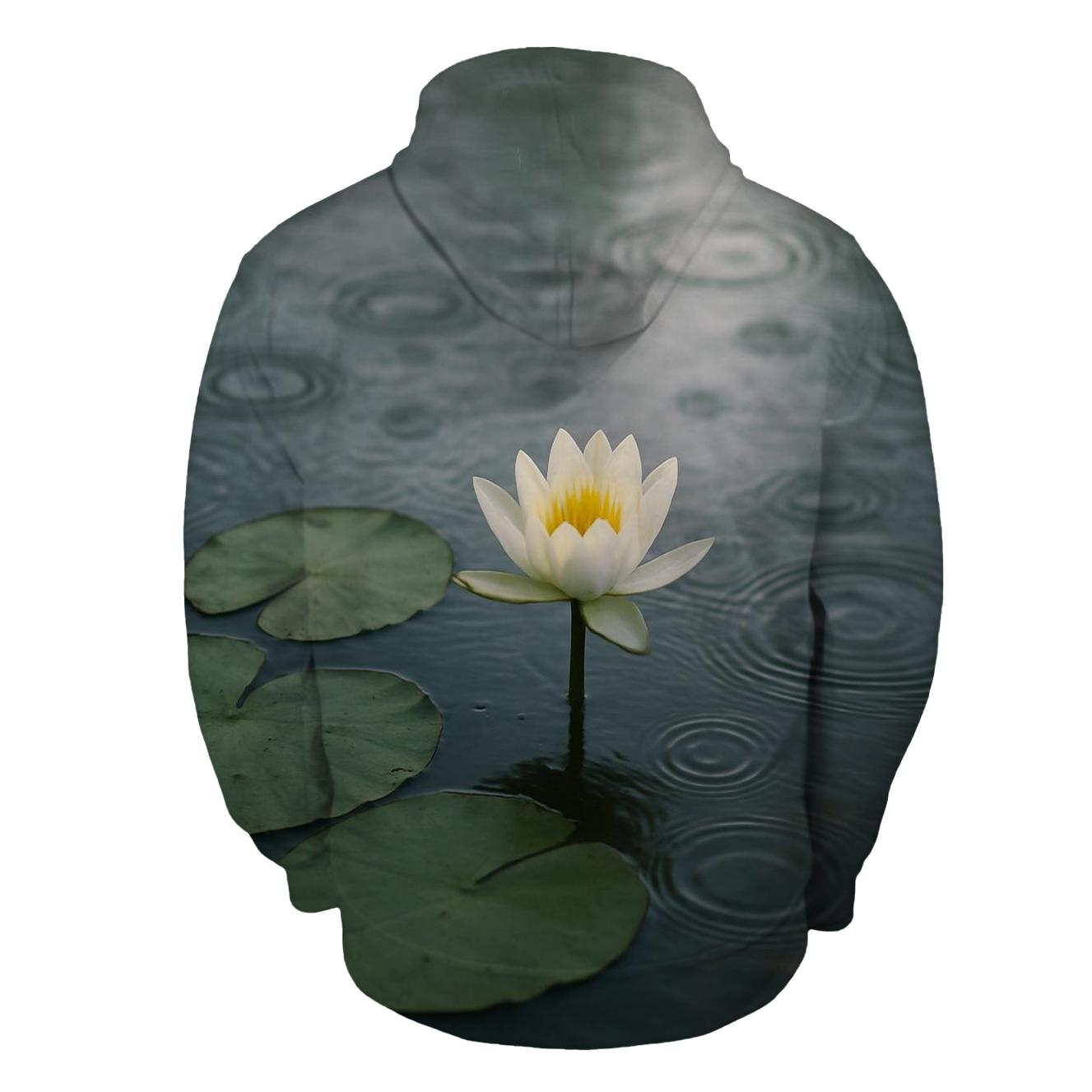 Water Lily Leaves With Flower And Raindrop Rings hoodies fashion