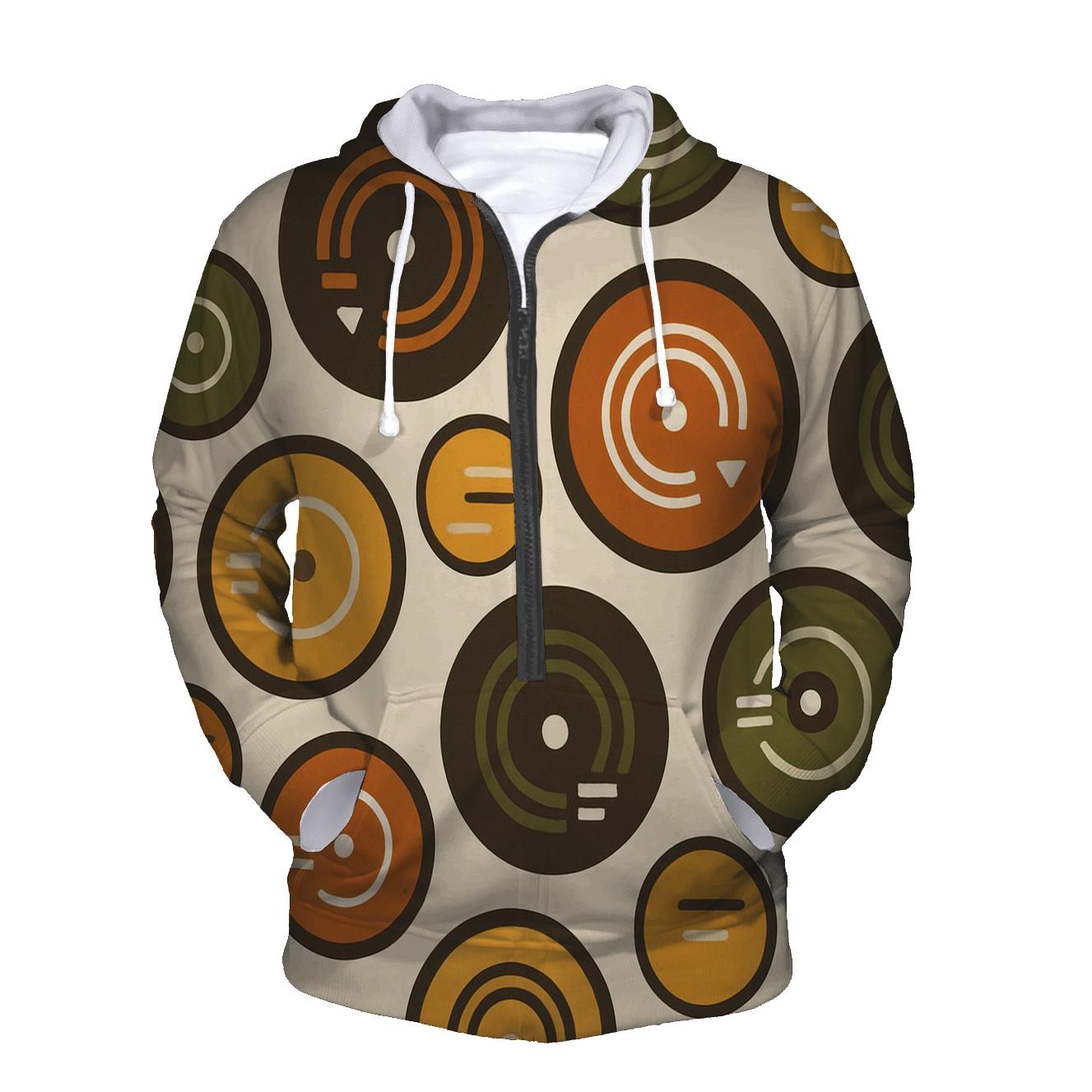 Funky Geometric Record Labels hoodie styles