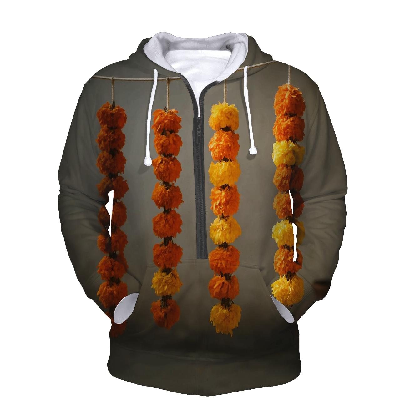Marigold Garlands Drying In Courtyard Shade custom hoodies