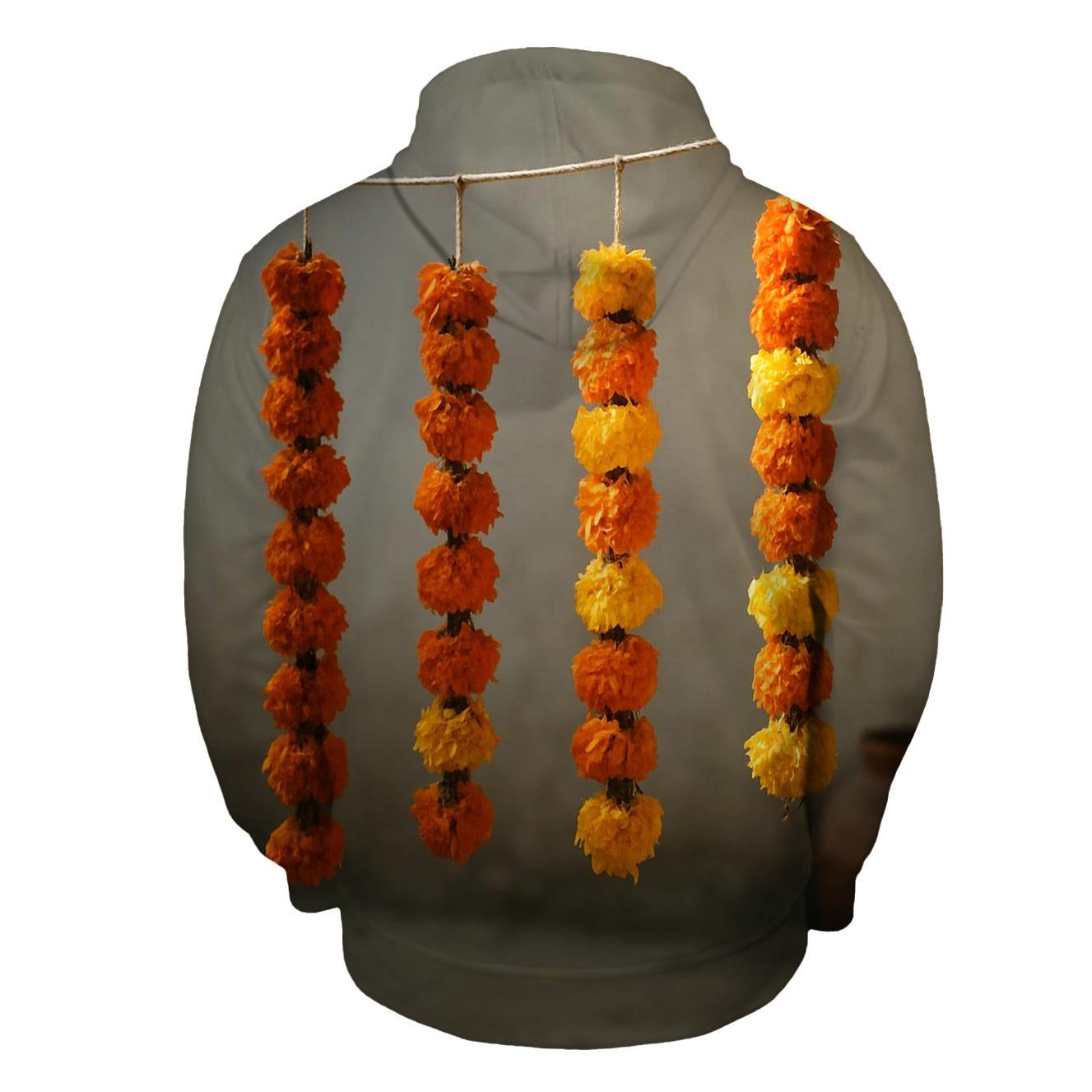 Marigold Garlands Drying In Courtyard Shade custom hoodies