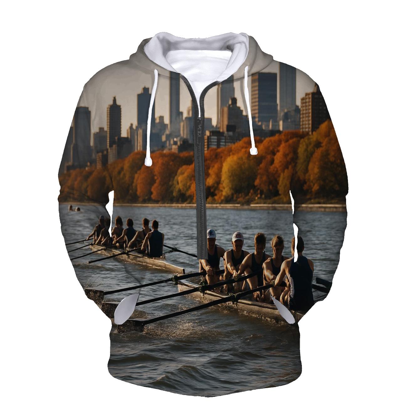 Autumn Regatta On The Hudson With Riverside And Midtown embroidered hoodies