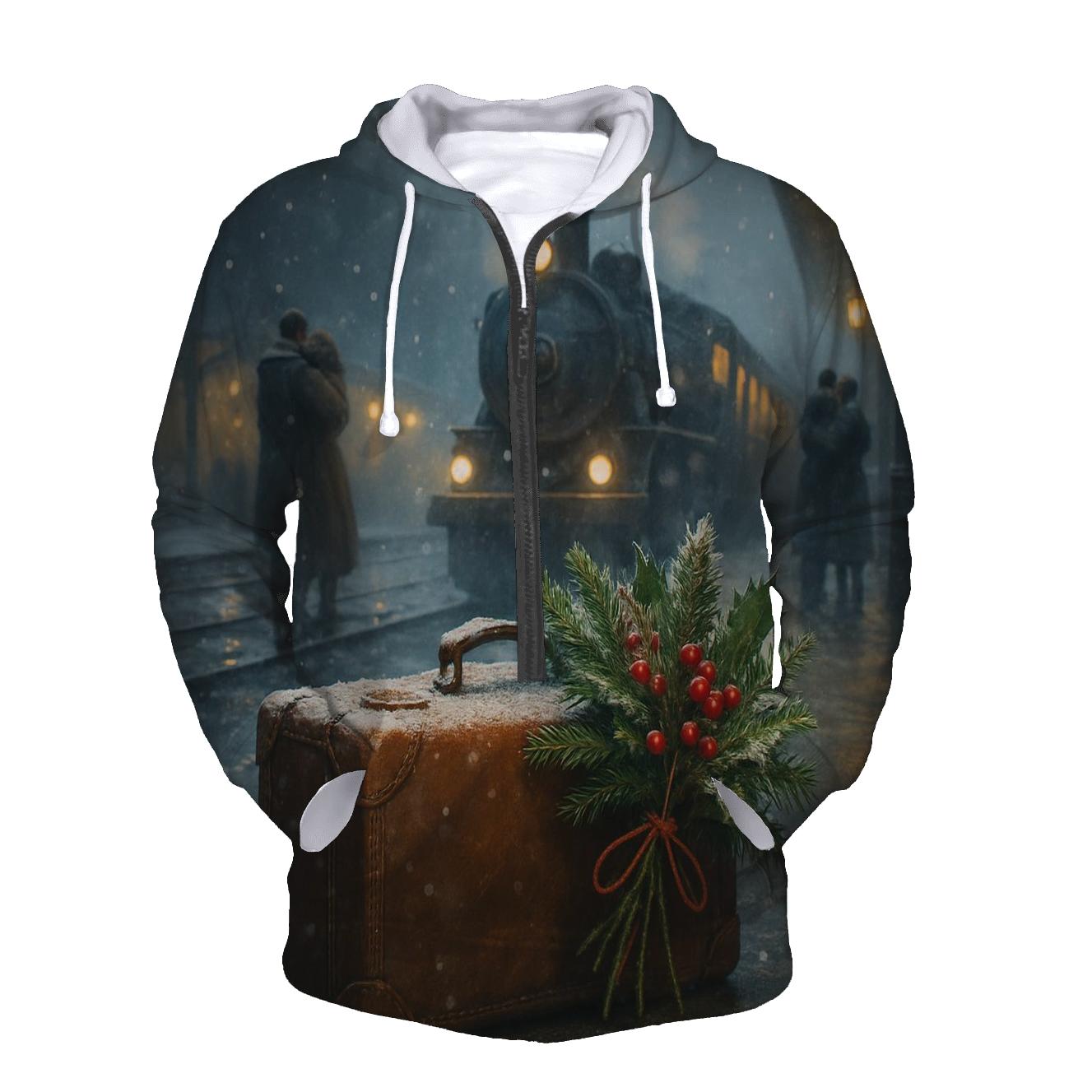 Train Station Homecoming Snowfall printed hoodies