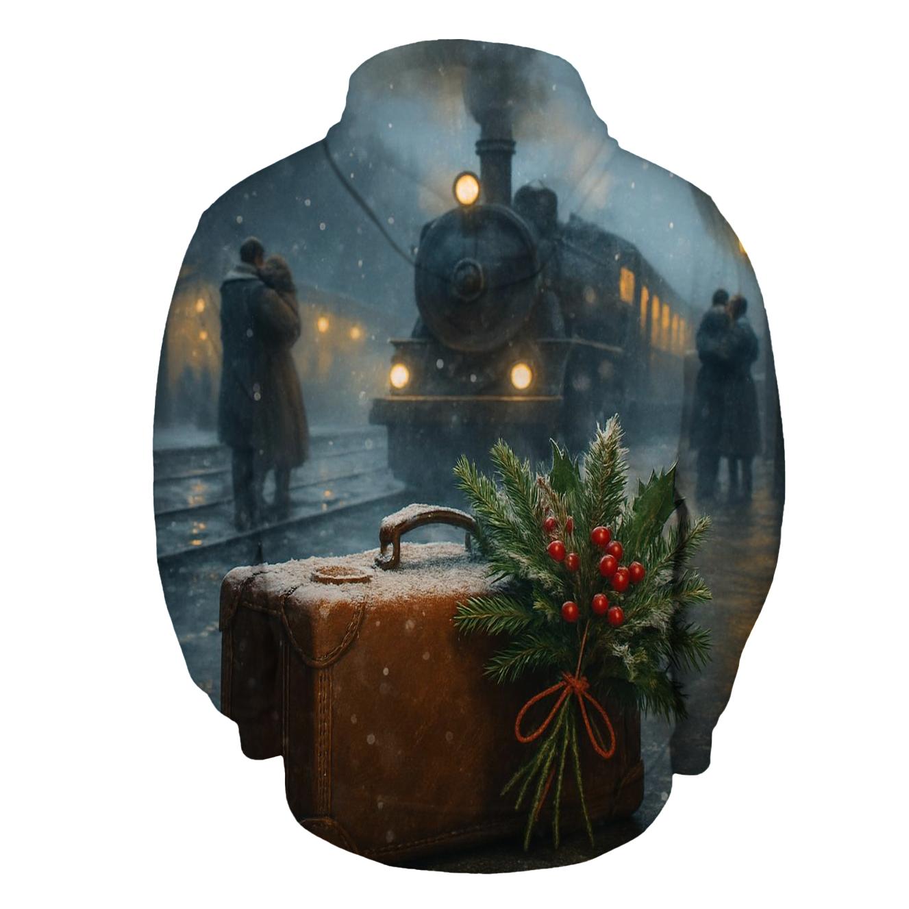 Train Station Homecoming Snowfall printed hoodies