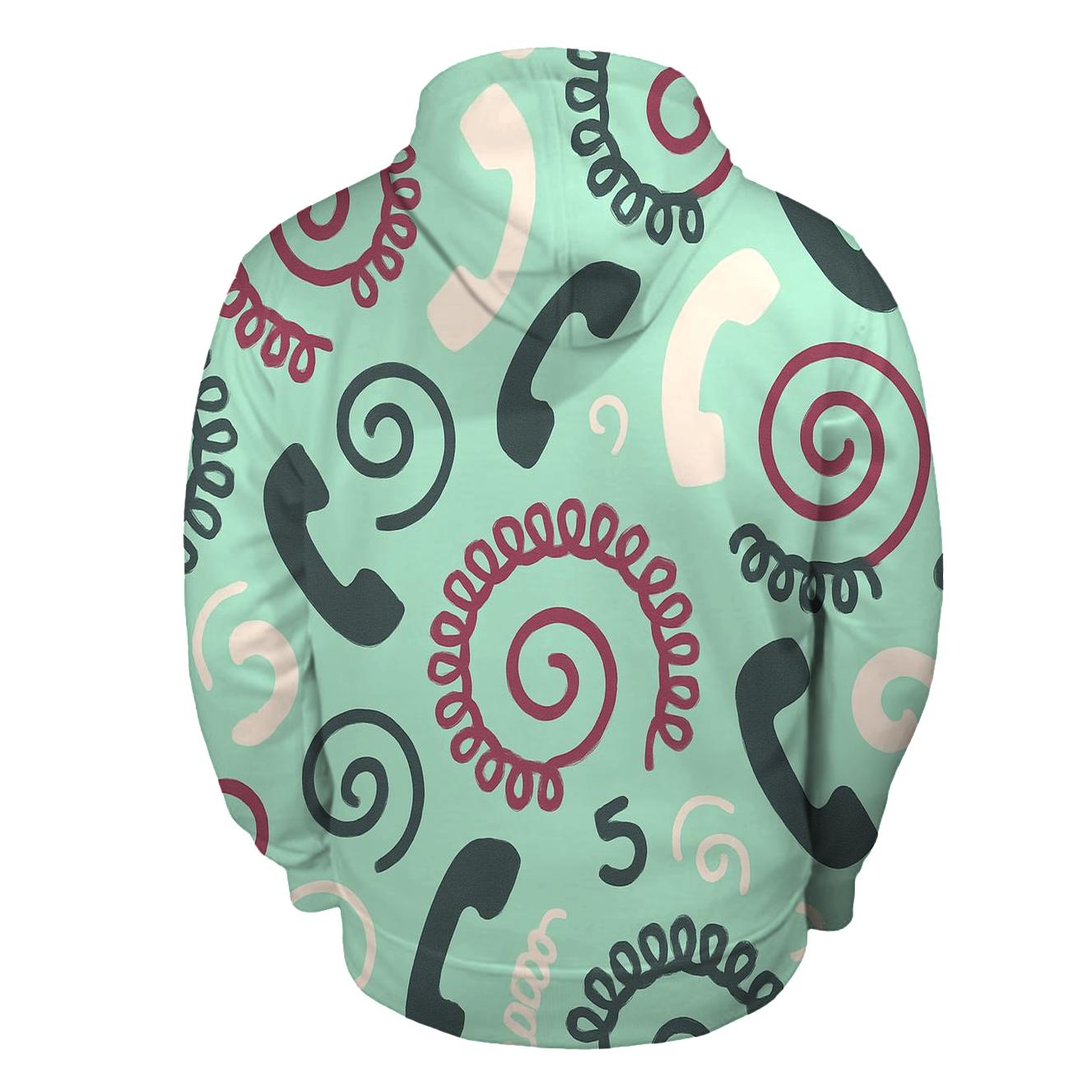 Retro Phone Cord Spirals designer hoodies