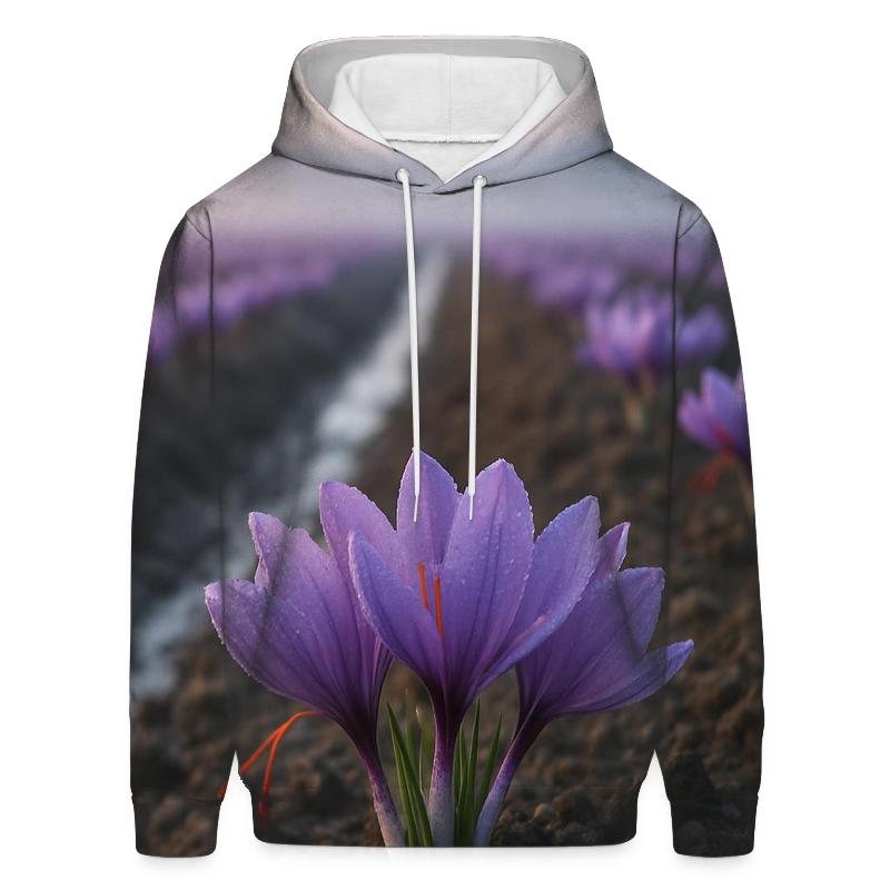 Saffron Crocus Harvest Rows At Dawn lightweight hoodies