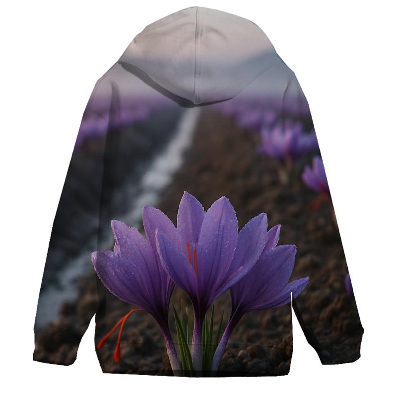 Saffron Crocus Harvest Rows At Dawn lightweight hoodies