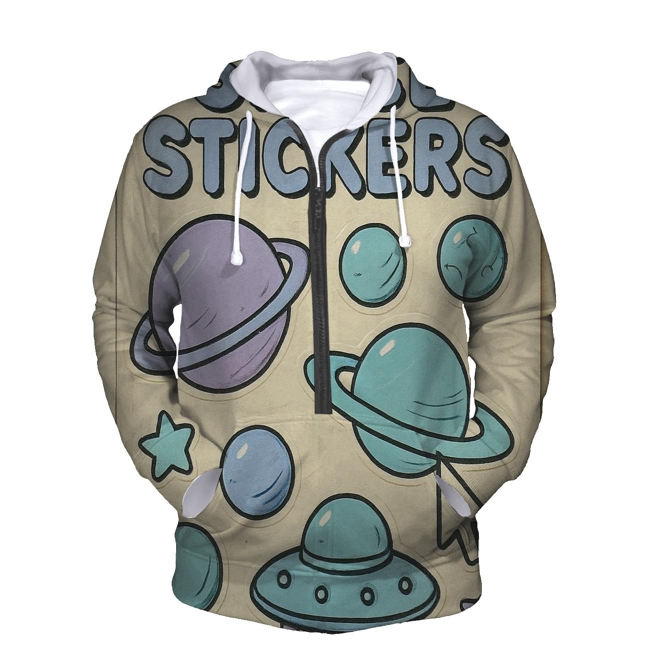 Worn 1990s Planetary Sticker Sheet designer hoodies