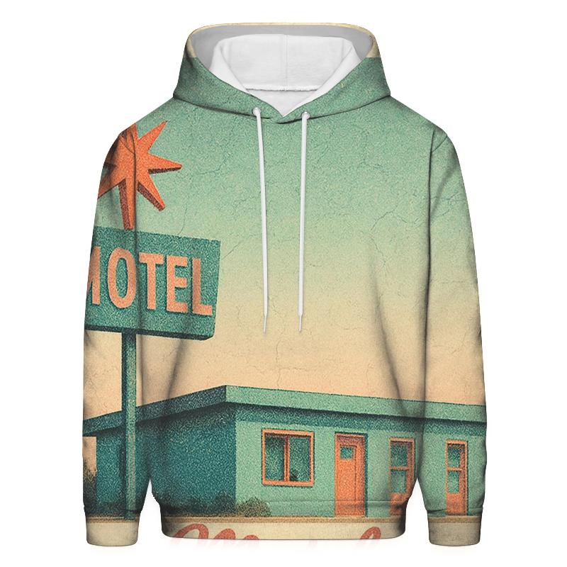 Weathered Space Age Motel Postcard premium hoodies