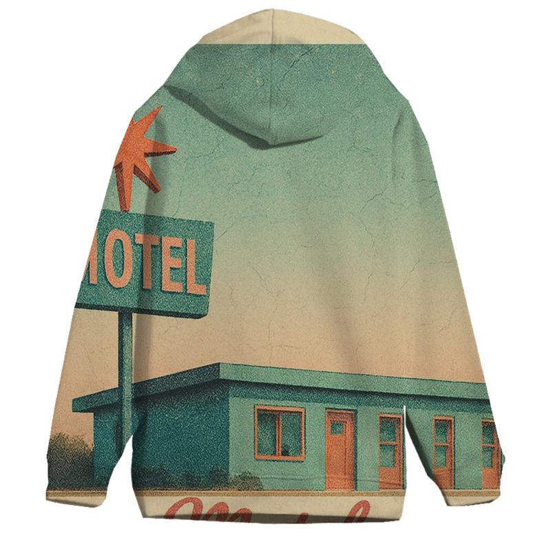 Weathered Space Age Motel Postcard premium hoodies