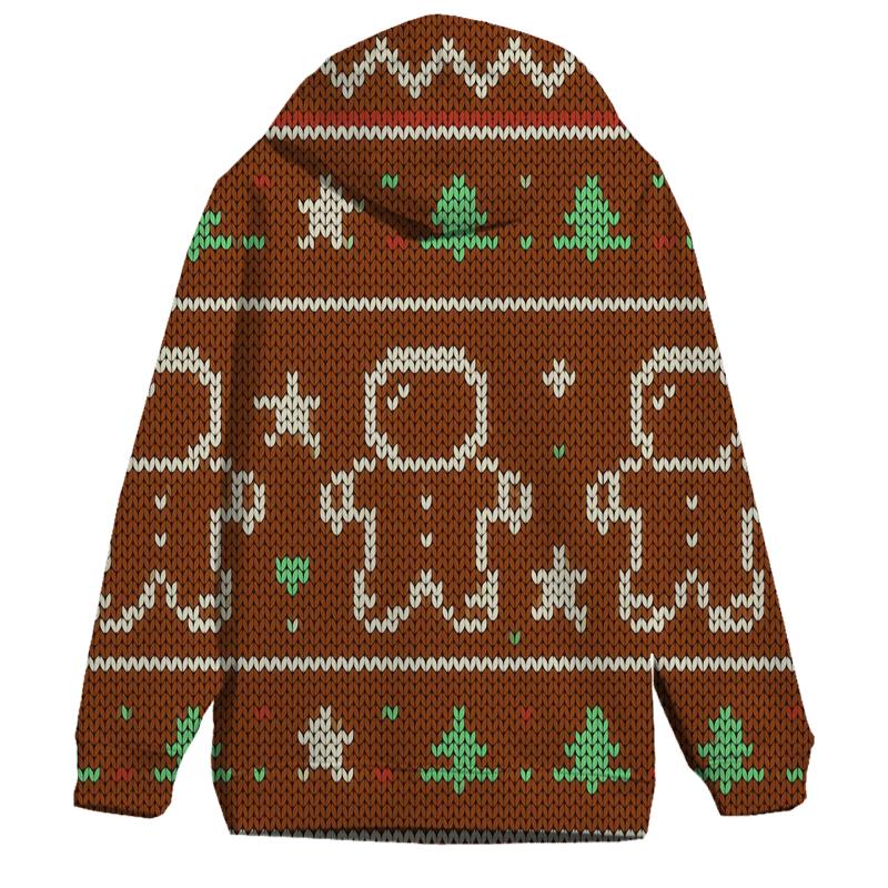 Gingerbread Astronaut Cookie Grid Design zip-up hoodies