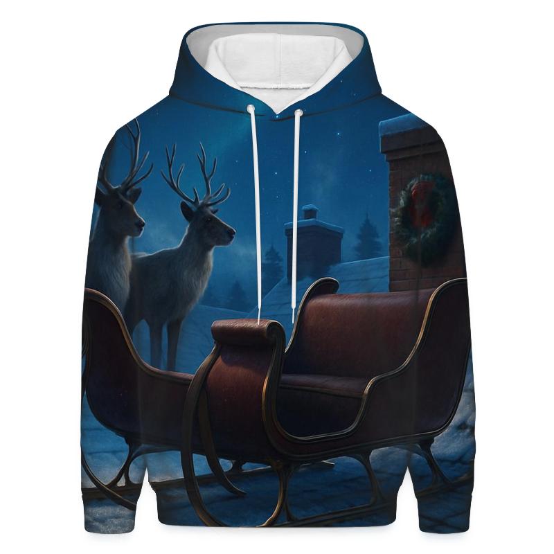 Midnight Sleigh On Rooftop Silence designer hoodies
