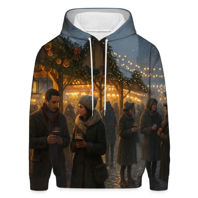 Christmas Market Lantern Glow zip-up hoodies