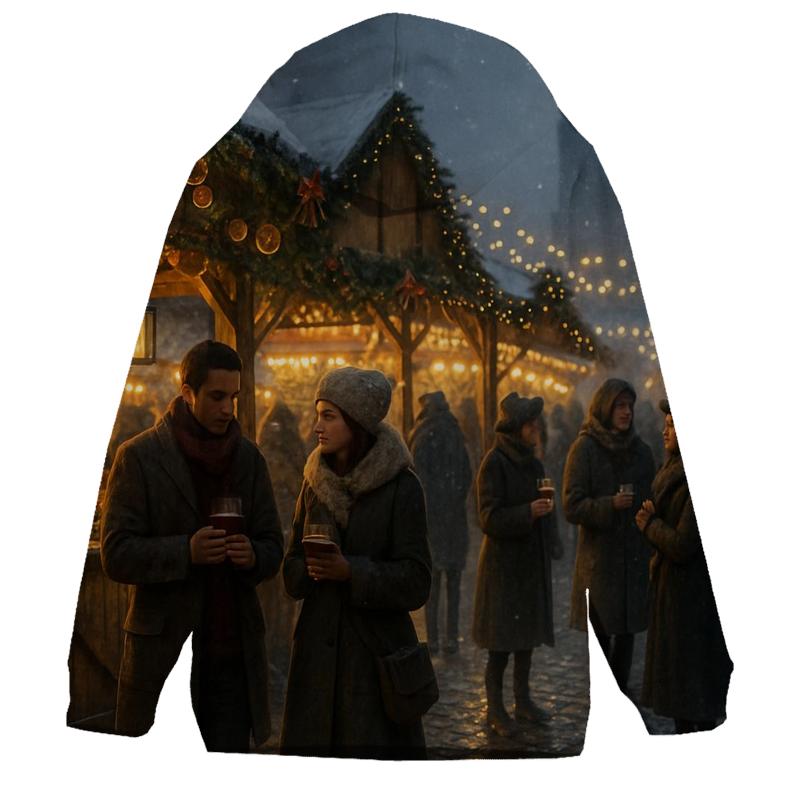 Christmas Market Lantern Glow zip-up hoodies