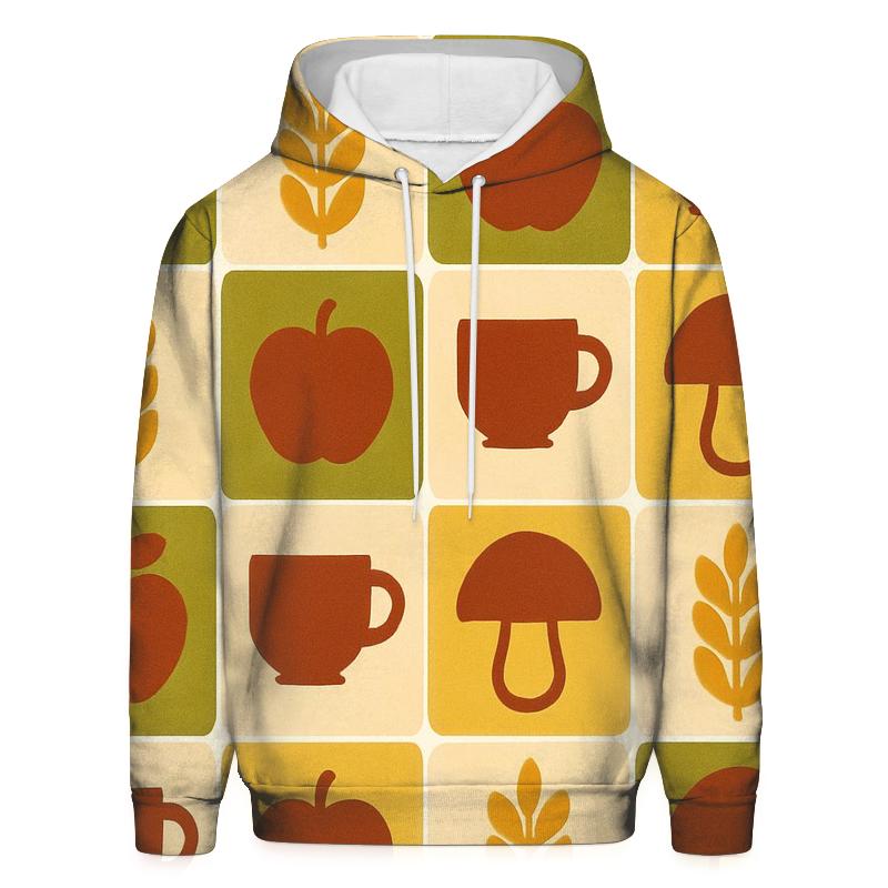 Retro Kitchen Harvest Tiles embroidered hoodies