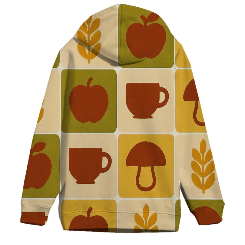 Retro Kitchen Harvest Tiles embroidered hoodies