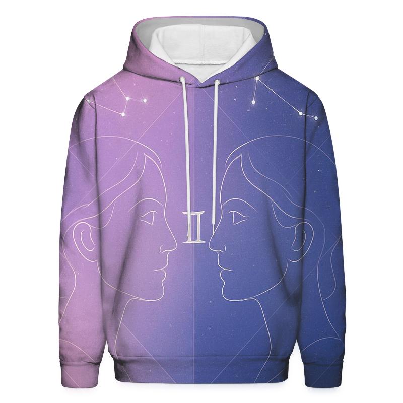 Gemini Twins Mirror Constellation Portrait graphic hoodies