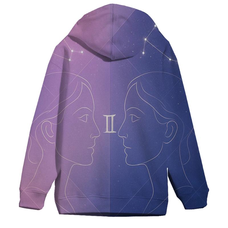 Gemini Twins Mirror Constellation Portrait graphic hoodies