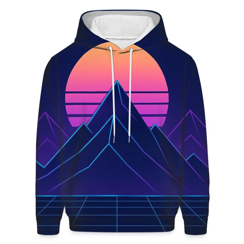Synthwave Mountain Outline hoodie styles