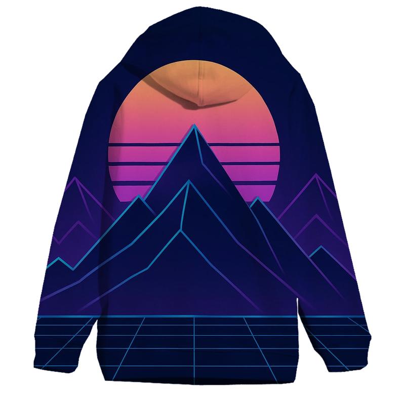 Synthwave Mountain Outline hoodie styles