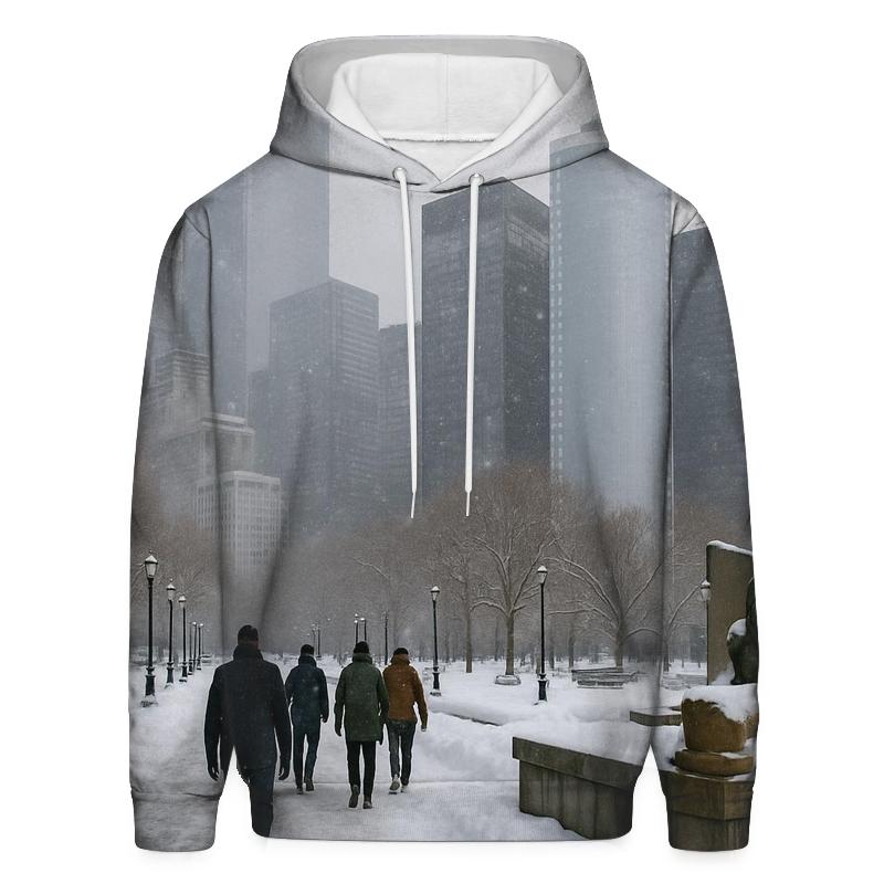 Battery Park Winter Snowline Facing The Financial District graphic hoodies