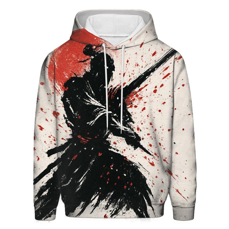 Ink Splash Samurai Silhouette custom hoodies