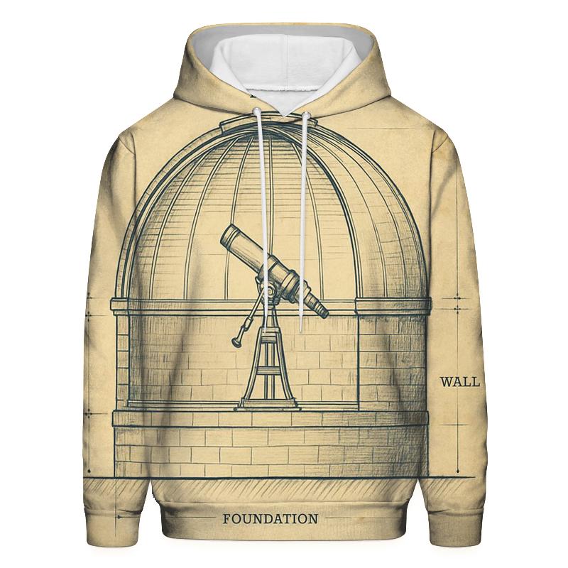 Antique Observatory Blueprint Print lightweight hoodies