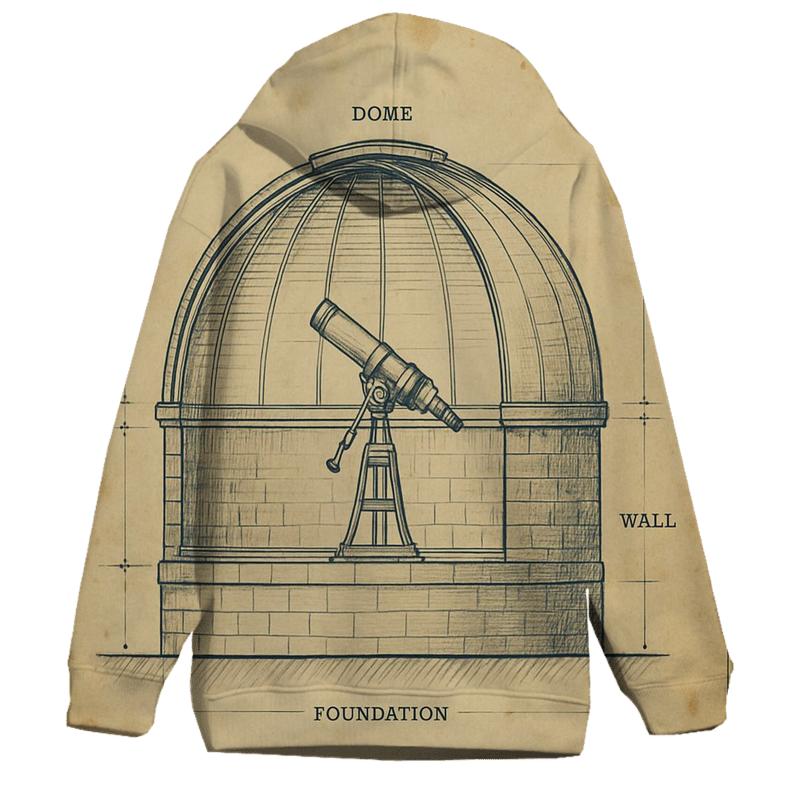 Antique Observatory Blueprint Print lightweight hoodies