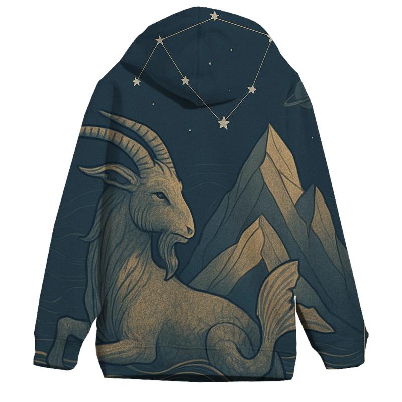 Capricorn Sea Goat Mountain Chart heavyweight hoodies