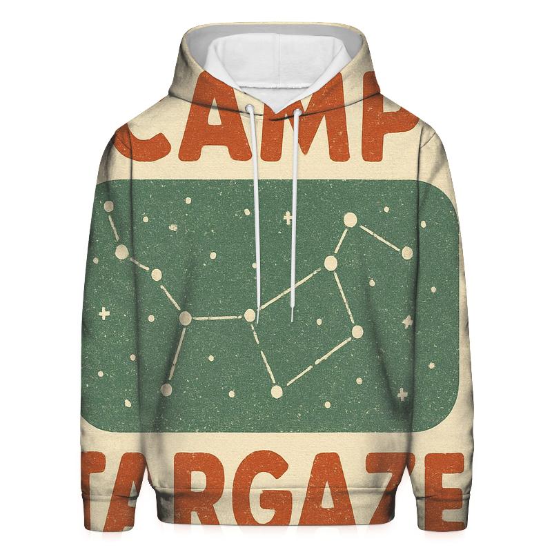 Retro Summer Camp Star Map Banner printed hoodies