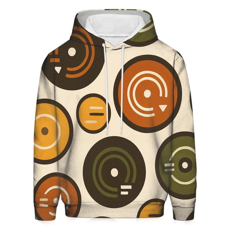 Funky Geometric Record Labels lightweight hoodies