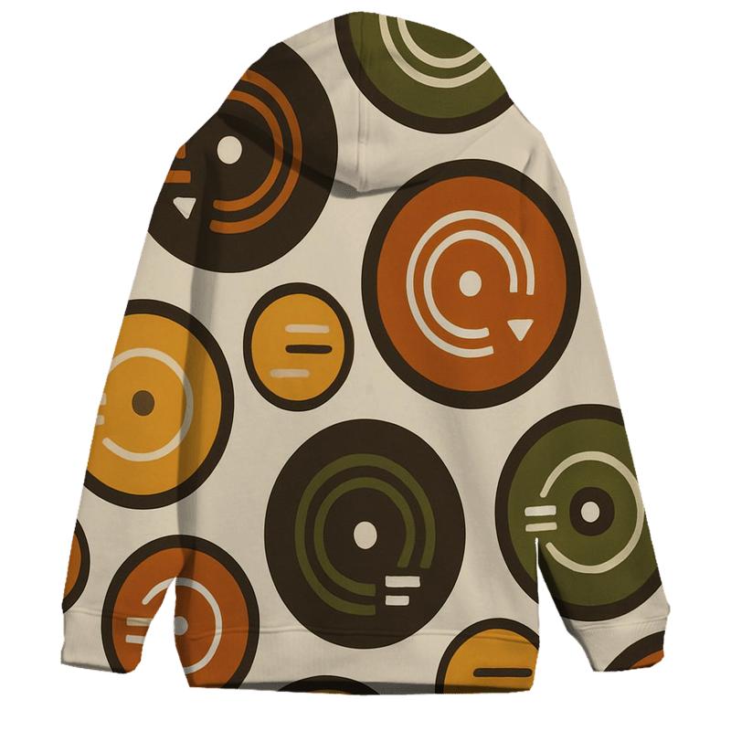 Funky Geometric Record Labels lightweight hoodies