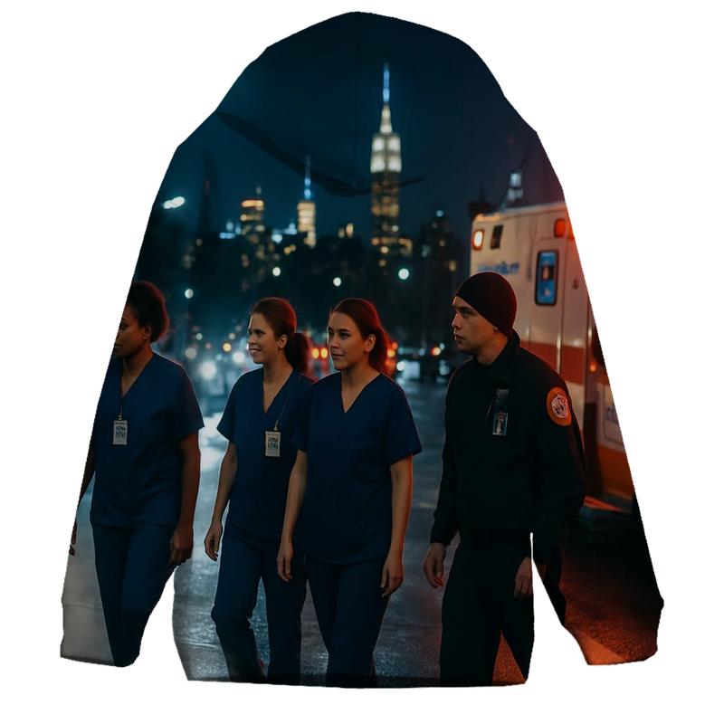 Night Shift Change Outside Bellevue With Uptown Towers Beyond printed hoodies