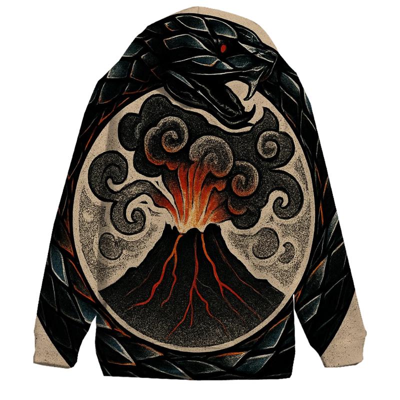 Volcanic Glass Ouroboros Crown zip-up hoodies