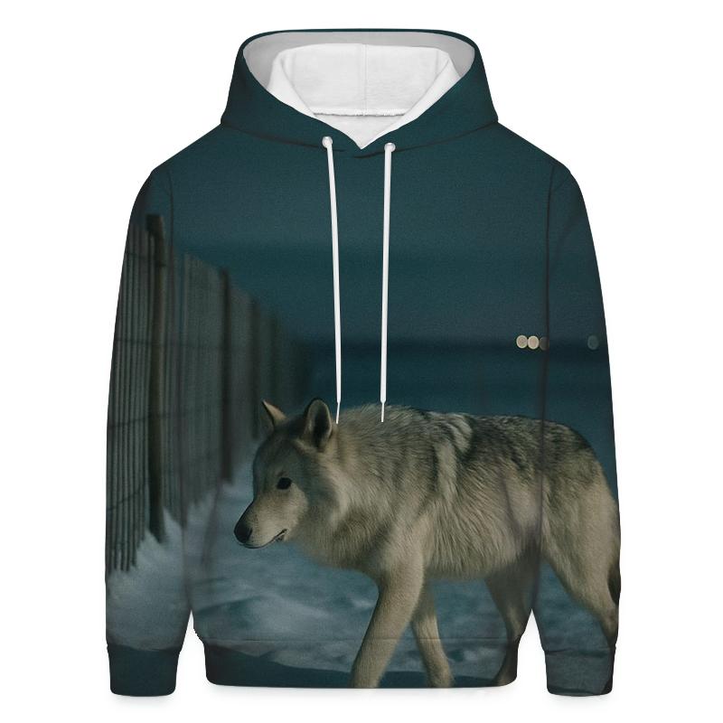 Snow Fence Line On High Plains Winter Night pullover hoodies