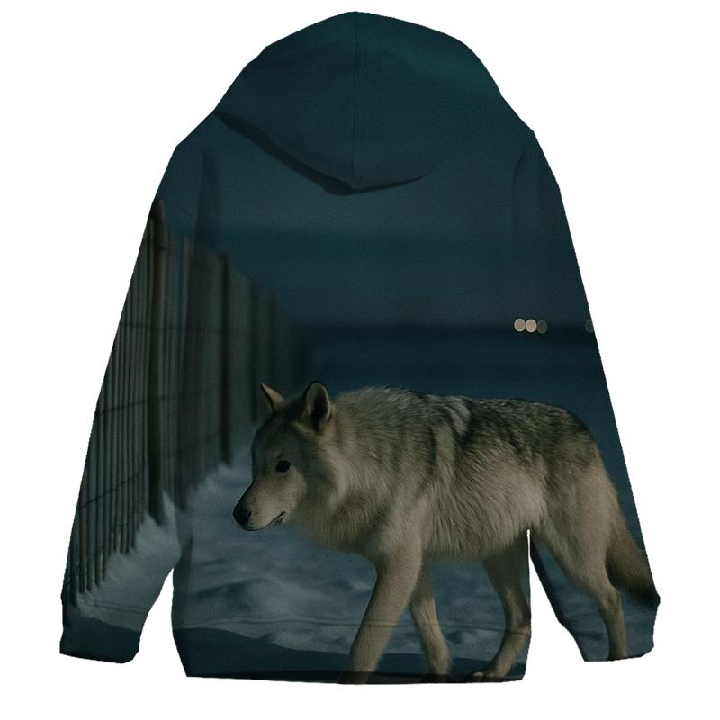 Snow Fence Line On High Plains Winter Night pullover hoodies