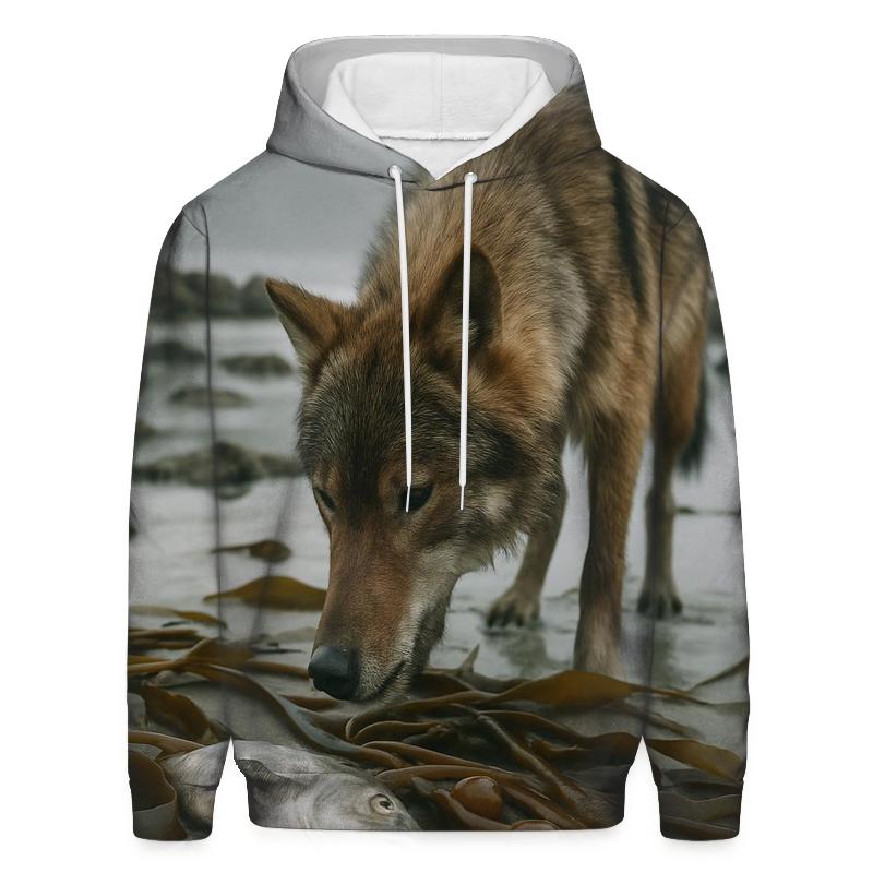 Coastal Kelp Line Foraging At Low Tide zip-up hoodies
