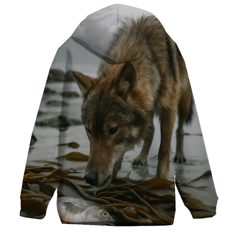 Coastal Kelp Line Foraging At Low Tide zip-up hoodies