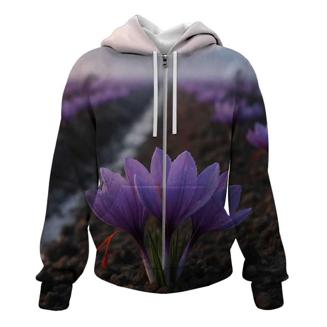 Saffron Crocus Harvest Rows At Dawn hoodie styles