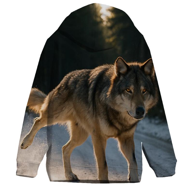 Forest Road Scent Marking With Snow Dust lightweight hoodies