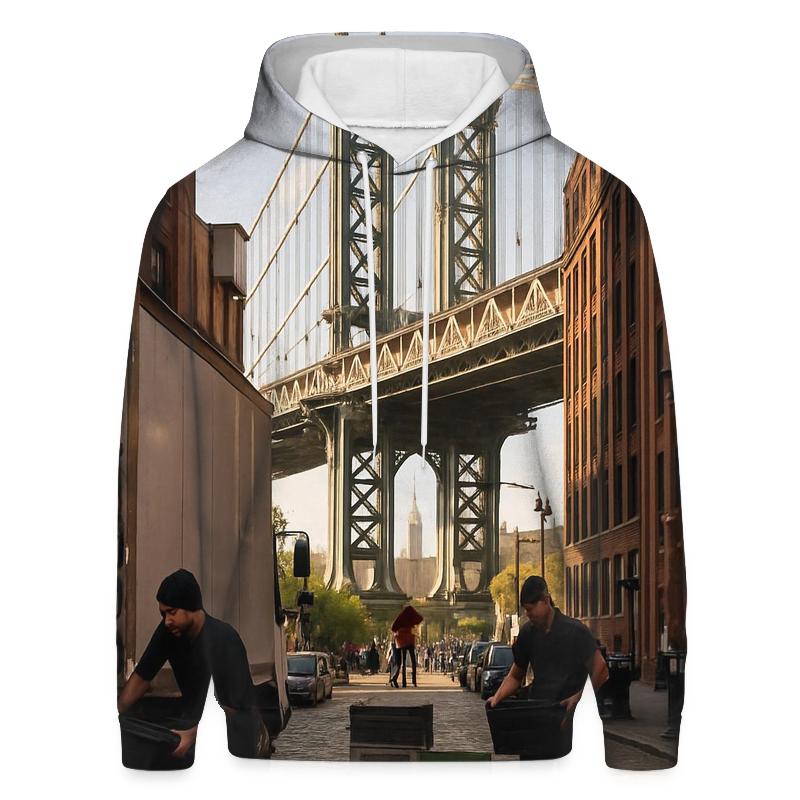 Morning Market Unloading Under The Manhattan Bridge In DUMBO custom hoodies