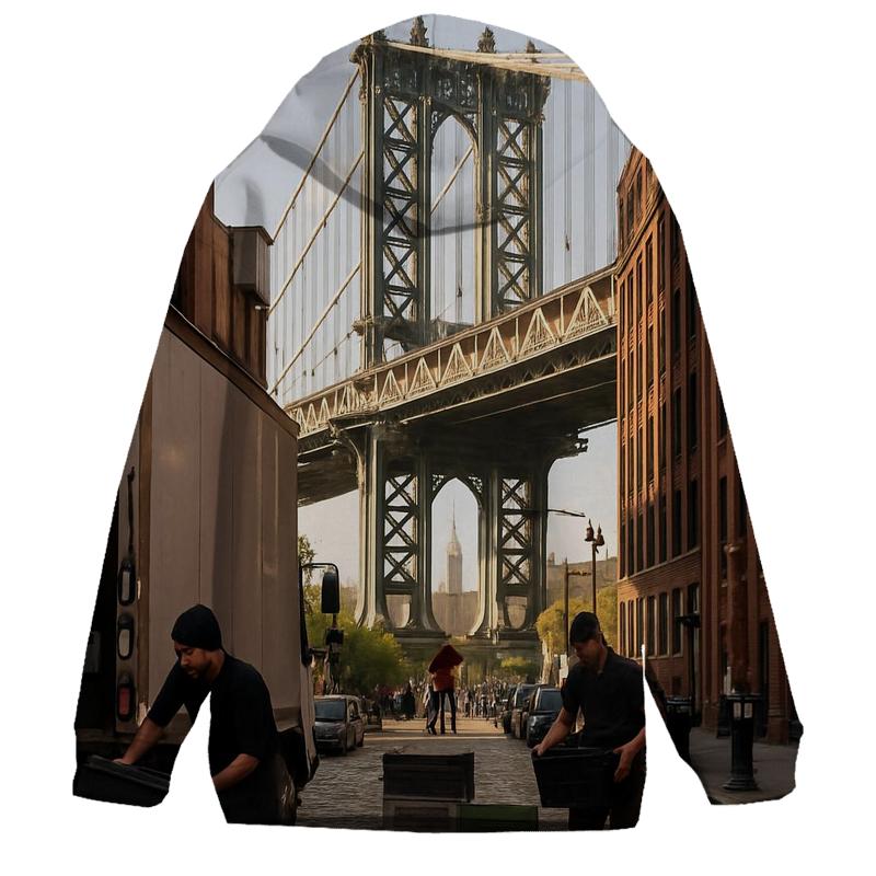 Morning Market Unloading Under The Manhattan Bridge In DUMBO custom hoodies