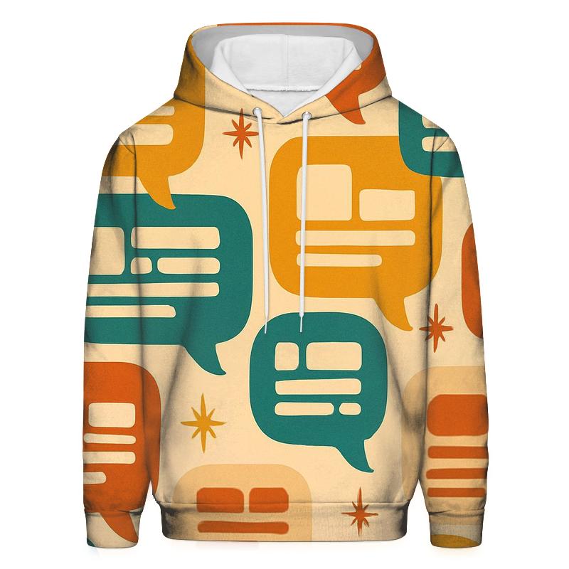 Seventies Typographic Speech Bubbles hoodie styles
