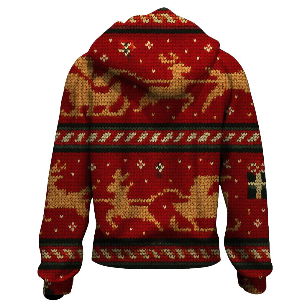 Santa Sleigh Pixel Speedway Design zip-up hoodies