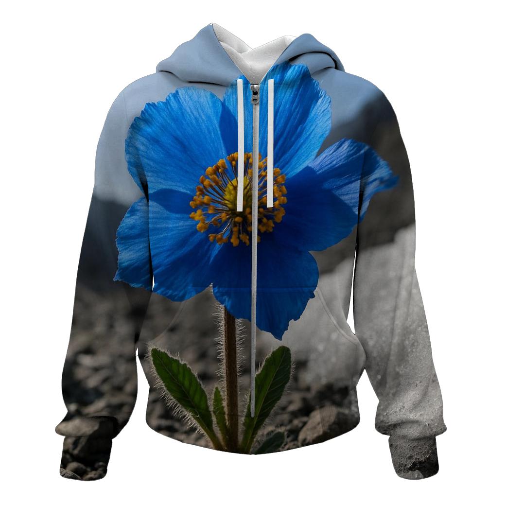 Blue Poppy Bloom In Alpine Scree hoodies fashion